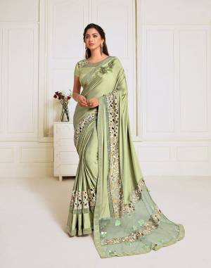 Celebrate This Festive Season In This Very Pretty Fancy Colored Designer Saree Paired With Maching Colored Blouse. This Saree Lycra and Blouse Raw Silk Based Beautified With Detailed Embroidery Cut Work Designer Saree. 