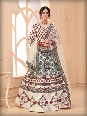 Fancy Designer Lehenga Choli In Beige Color Fabricated On Art Silk Beautified With Attractive Digital Printed And Dupatta In Beige Color On Net Fabricated. 