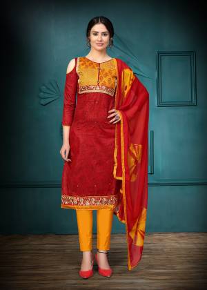 Grab This Designer Straight Suit For Your Semi-Casual Wear In Fine Color Paired With Contrasted Colored Bottom and Dupatta. Its Top Are Glass Cotton With Embroidery and Dupatta Are Naznin Based Paired With Cotton Bottom. 