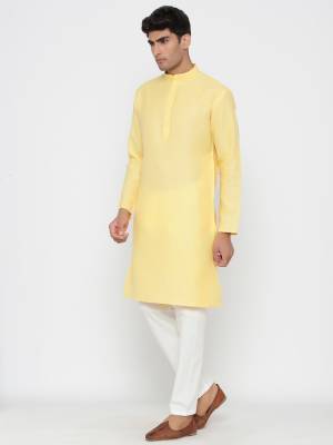 Grab This Amazing Pair Of Kurta And Payjama For Men Fabricated On Cotton. This Kurta Is Suitable For Festive Wear Or Any Wedding Functions. It Is Light In Weight and Can Be Paired With Any Kind Of Bottom Like Chudidar, Pyjama Or Even Denims. Its Fabric Is Soft Towards Skin And Avialable In All Sizes. Buy Now. 