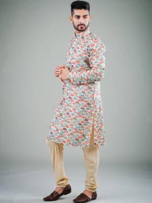 Your ethnic style quotient to the next level by wearing this fashionable kurta Are Satin Cotton Fancy Printed And Bottom Are Cotton Fabeic. which has been designed keeping the latest trends in mind. This set is a must have in a men's ethnic wardrobe.