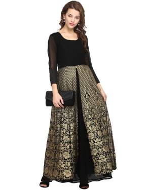 Grab This Readymade Long Kurti In Black Color Fabricated On Georgette Beautified With Sleeve And Round Neck Georgette Kurti. It Is Light In Weight And Easy To Carry All Day Long. 