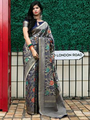 Grab This Designer Silk Based Heavy Weaved Saree In Nevy Blue Color. This Saree And Blouse Are Fabricated On Banarasi Art Silk Beautified With Heavy Weave. Buy Now. 

