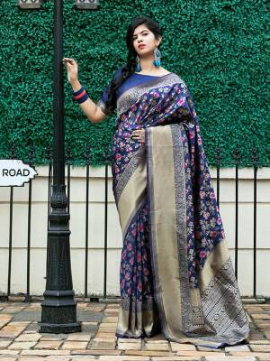 Grab This Designer Silk Based Heavy Weaved Saree In Nevy Blue Color. This Saree And Blouse Are Fabricated On Banarasi Art Silk Beautified With Heavy Weave. Buy Now. 

