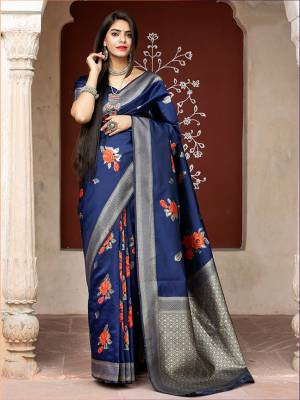 Grab This Designer Silk Based Heavy Weaved Saree In Nevy Blue Color. This Saree And Blouse Are Fabricated On Banarasi Art Silk Beautified With Heavy Weave. Buy Now. 

