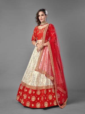 Evergreen Combination Is Here With This Heavy Designer Lehenga Choli In Red Color. Its Blouse And Lehenga Are Fabricated On Art Silk Paired With Soft Net Fabricated Dupatta. Buy Now