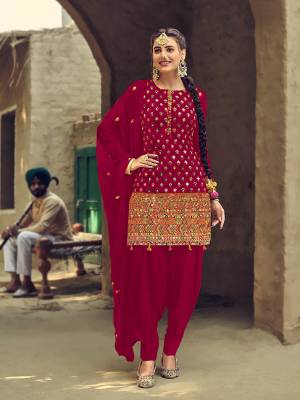 Grab This Pretty Designer Embroidery Patiyala Dress Material In Fine Color. Its Top Are Faux Georgette And Bottom Are Fabricated On Santoon Paired With Naznin Fabricated Dupatta. Get This Stitched As Per Your Desired Fit And Comfort.