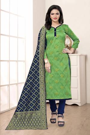 Celebrate This Festive Season In A Proper Traditional Look Wearing This Weaved Straight Suit In Fine Color. This Pretty Suit Is Banarasi Jacquard Based Beautified With Weave. Its Fabric Gives A Rich Look To Your Personalit.