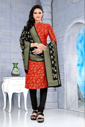 Look This Festive Season In A Proper Traditional Look Wearing This Weaved Straight Suit In Fine Color. This Pretty Suit Is Banarasi Jacquard Based Beautified With Weave. Its Fabric Gives A Rich Look To Your Personalit.