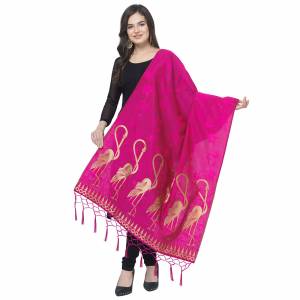 Enhance The Look Of Your Gown, Lehenga Or Even Kurti With This Pretty Wevon Designer Jacquard Fabricated Dupatta. You Can Pair This Up Same Or Contrasting Colored Attire. Buy Now.