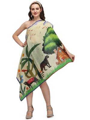 Enhance The Look Of Your Gown, Lehenga Or Even Kurti With This Pretty Digital Printed With Health Guard Anti Viral Coating  Fabricated Scarf. You Can Pair This Up Same Colored Attire. Buy Now.