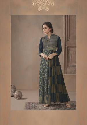 Flaunt Your Rich And Elegant Taste Wearing This Designer Readymade Long Gown In English Color. This  Pretty Gown Is Fabricated On Cotton Silk Beautified With Designer Printed. Its Fabric Is Soft Towards Skin And Easy To Carry All Day Long. 