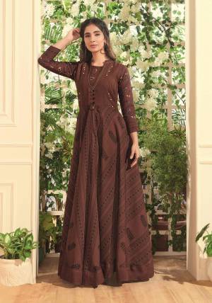 Flaunt Your Rich And Elegant Taste Wearing This Designer Readymade Long Gown In English Color. This  Pretty Gown Is Fabricated On Soft Silk Beautified With Designer Printed And Embroidery. Its Fabric Is Soft Towards Skin And Easy To Carry All Day Long. 