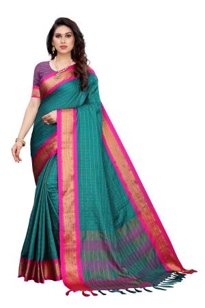 Adorn The Pretty Angelic Look Wearing This Heavy Wevon Designer Saree In Fine Color Paired With Blouse. This Saree Is Fabricated On Soft Silk Paired With Blouse. Its Pretty Color Pallete Will Give An Attractive Look To Your Personality. 