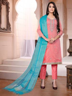 Garb This Designer Long Length Suit In Lovely Fine Color.?Its Heavy Designer Hand,Diamond Work Top Is Modal Chanderi Based Paired With Santoon Bottom And Banarasi Silk Fabricated Dupatta Which Gives An Attractive To The Suit.