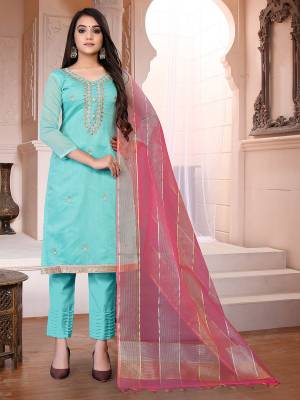 Garb This Designer Long Length Suit In Lovely Fine Color.?Its Heavy Designer Hand,Diamond Work Top Is Modal Chanderi Based Paired With Santoon Bottom And Banarasi Silk Fabricated Dupatta Which Gives An Attractive To The Suit.