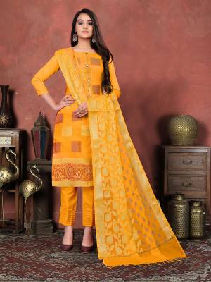 Looking This Designer Long Length Suit In Lovely Light Color.?Its Pretty Wevon Designer Work Top Is Banarasi Silk Based Paired With Santoon Bottom And Banarasi Silk Fabricated Dupatta Which Gives An Attractive To The Suit.