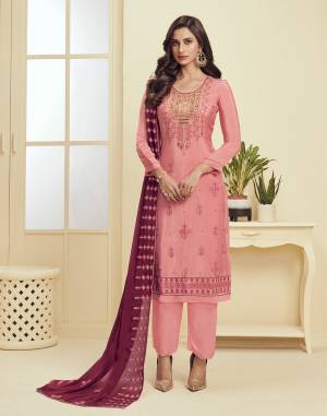 Look Pretty This Designer Long Length Suit In Lovely Light Color.?Its Pretty Thread,Jari,Sequance Embroidery With Khatli Work Top Is Georgette Paired With Santoon Bottom And Georgette Fabricated Dupatta Which Gives An Attractive To The Suit.