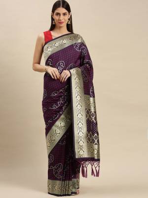 Look Attractive Wearing This Partywear Saree Are Fine Saree Paired With Blouse.  This Heavy Designer Weaving Work Saree And Blouse Are Banarasi Silk Based Fabric. Buy This Pretty Saree Now.