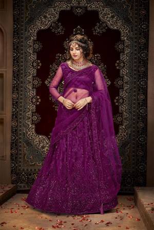 Attrective Wedding Season Partywear Heavy Designer Lehenga Choli And Dupatta In Fine Color Fabricated On Net Beautified With Heavy Attractive Thread,Seaquance Embroidery Work. 