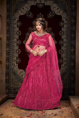 Attrective Wedding Season Partywear Heavy Designer Lehenga Choli And Dupatta In Fine Color Fabricated On Net Beautified With Heavy Attractive Thread,Seaquance Embroidery Work. 