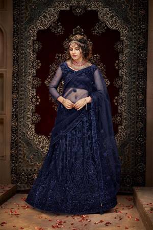 Attrective Wedding Season Partywear Heavy Designer Lehenga Choli And Dupatta In Fine Color Fabricated On Net Beautified With Heavy Attractive Thread,Seaquance Embroidery Work. 