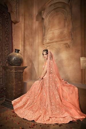 Attrective Wedding Season Partywear Heavy Designer Lehenga Choli And Dupatta In Fine Color Fabricated On Net Beautified With Heavy Attractive Thread,Seaquance Embroidery Work. 