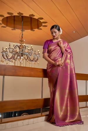 Attrective This Partywear Saree Are Fine Saree Paired With Blouse.This Saree And Blouse Are Raw Silk Fabric With Heavy Designer Wevon Work. Buy This Pretty Saree Now.