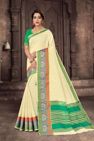 Looking This Traditional Saree Are Fine Saree Paired With Blouse.This Saree And Blouse Are Handloom Cotton Based Fabric With Heavy Wevon Designer Work. Buy This Pretty Saree Now.