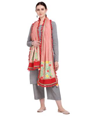 Enhance the Look Of Your Dress With This Pretty Thread Embroidered Cotton Khadi Fabricated Dupatta. You Can Pair This Up Same Or Contrasting Colored Attire. Buy Now.