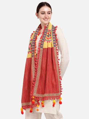 Enhance the Look Of Your Dress With This Pretty Thread Embroidered Cotton Khadi Fabricated Dupatta. You Can Pair This Up Same Or Contrasting Colored Attire. Buy Now.