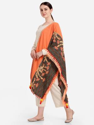 Enhance the Look Of Your Dress With This Pretty Thread Embroidered Cotton Khadi Fabricated Dupatta. You Can Pair This Up Same Or Contrasting Colored Attire. Buy Now.