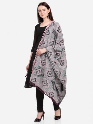 Attrective Enhance the Look Of Your Dress With This Pretty Thread Embroidered Cotton Khadi Fabricated Dupatta. You Can Pair This Up Same Or Contrasting Colored Attire. Buy Now.