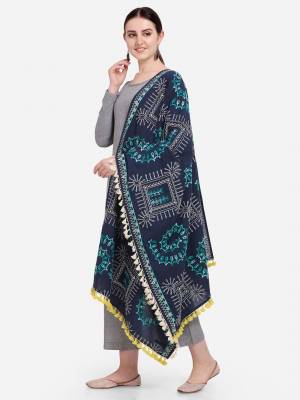 Attrective Enhance the Look Of Your Dress With This Pretty Thread Embroidered Cotton Khadi Fabricated Dupatta. You Can Pair This Up Same Or Contrasting Colored Attire. Buy Now.