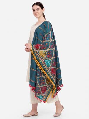 Attrective Enhance the Look Of Your Dress With This Pretty Thread Embroidered Cotton Khadi Fabricated Dupatta. You Can Pair This Up Same Or Contrasting Colored Attire. Buy Now.