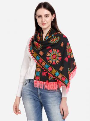 Attrective Enhance the Look Of Your Dress With This Pretty Heavy Thread Embroidered Cotton Khadi Fabricated Mufflers. You Can Pair This Up Same Or Contrasting Colored Attire. Buy Now.