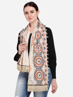 Attrective Enhance the Look Of Your Dress With This Pretty Heavy Thread Embroidered Cotton Khadi Fabricated Mufflers. You Can Pair This Up Same Or Contrasting Colored Attire. Buy Now.