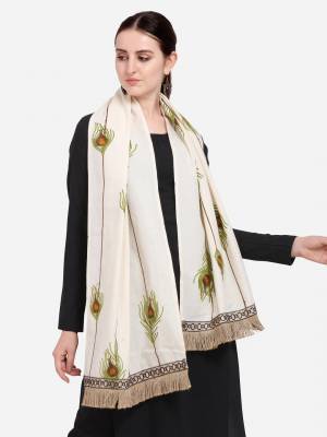 Attrective Enhance the Look Of Your Dress With This Pretty Heavy Thread Embroidered Cotton Khadi Fabricated Stoles. You Can Pair This Up Same Or Contrasting Colored Attire. Buy Now.