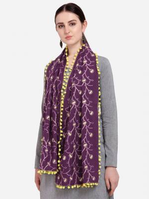 Attrective Enhance the Look Of Your Dress With This Pretty Heavy Thread Embroidered Cotton Khadi Fabricated Stoles. You Can Pair This Up Same Or Contrasting Colored Attire. Buy Now.