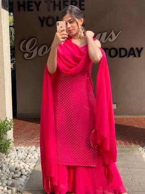 Attrective This Readymade Sharara Suits In Fine Dark Color.Top And Bottom Is Georgette Fabricated And Dupatta Are Georgette On Beautified With Heavy Mirror Embroidery With Half Sleeve Inside. It Is Light In Weight And Easy To Carry All Day Long. 