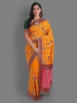 Attrective This Partywear Saree Are Fine Saree Paired With Contrased Blouse.This Saree Are Crackle Silk And Blouse Are Fentam Silk Based Fabric With Heavy Designer Thread Embroidery,Diamond Work. Buy This Pretty Saree Now.