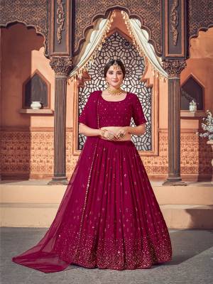 Garb This Wedding Partywear Heavy Designer Lehenga Choli And Dupatta In Fine Color Fabricated On Georgette Beautified With Heavy Attractive Thread,Sequance Embroidery Work. 