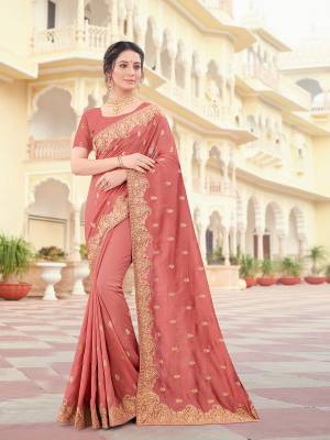 Attrective Look This Traditionl Partywear Saree Are Fine Saree Paired With Blouse.This Saree And Blouse Are Two Tone Vichitra Silk Based Fabric With Heavy Designer Jari Embroidery,Stone Work. Buy This Pretty Saree Now.