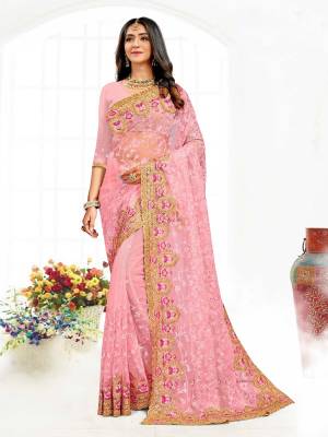 Looking This Partywear Saree Are Fine Saree Paired With Blouse.This Saree And Blouse Are Net Fabric With Heavy Designer Embroidery And Siramic Stone Work. Buy This Pretty Saree Now.