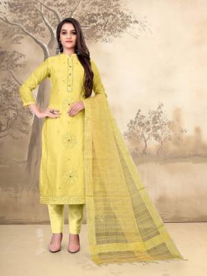 Attrective This Designer Suits In Lovely Color.?Its Pretty Designer Embroidery Work Top Is Modal Chanderi Based Paired Bottom Santoon With Banarasi Silk Fabricated Dupatta Which Gives An Attractive To The Dress.