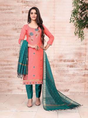 Garb This Designer Suits In Lovely Color.?Its Pretty Designer Embroidery Work Top Is Glass Cotton Based Paired Bottom Semi Loan With Banarasi Fabricated Dupatta Which Gives An Attractive To The Dress.