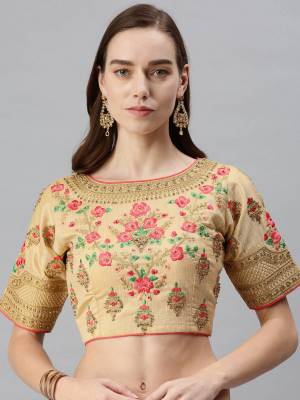 Designer This Readymade Blouse In Fine Color Fabricated On Art Silk Beautified With Fancy Embroidery Work. It Is Light In Weight And Easy To Carry All Day Long. 