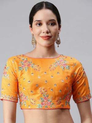 Designer This Readymade Blouse In Fine Color Fabricated On Art Silk Beautified With Fancy Embroidery Work. It Is Light In Weight And Easy To Carry All Day Long. 