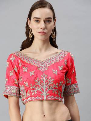 Designer This Readymade Blouse In Fine Color Fabricated On Art Silk Beautified With Fancy Embroidery Work. It Is Light In Weight And Easy To Carry All Day Long. 