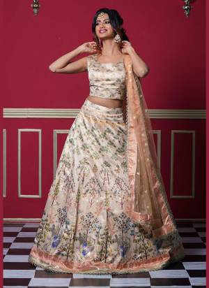 Garb This Partywear Designer Lehenga Choli And Dupatta In Fine Color Fabricated On Silk Beautified Fabric With Heavy Designer Gota Thread Embroidery With Swarovski Work. 